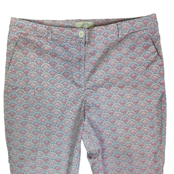 Talbots Cropped Pants Womens Trousers Pockets Stretch Pattern Casual Pink 12 - Picture 2 of 9